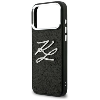 6. Karl Lagerfeld IML Glitter KL Diamond Logo Hülle für iPhone 17 Pro Max - Schwarz