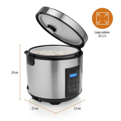 9. Tristar RK-6138 Digitaler Reiskocher und Dampfgarer, 900 W, 2,2 l, 7 Programme, Grau