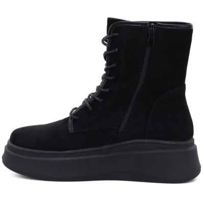 3. Schwarze Wildleder-Ankle-Boots für Damen mit dickem Plateau, Modell M.Daszyński SA257-1