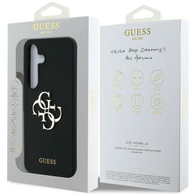 8. Guess Silikon Big 4G Logo Bottom Script Hülle für Samsung Galaxy S25 - Schwarz