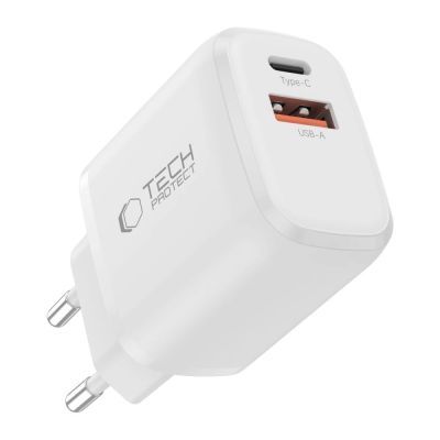 2. Tech-Protect NCA45W-GAN 2-Port USB-C / USB-A 45W Wandladegerät – Weiß