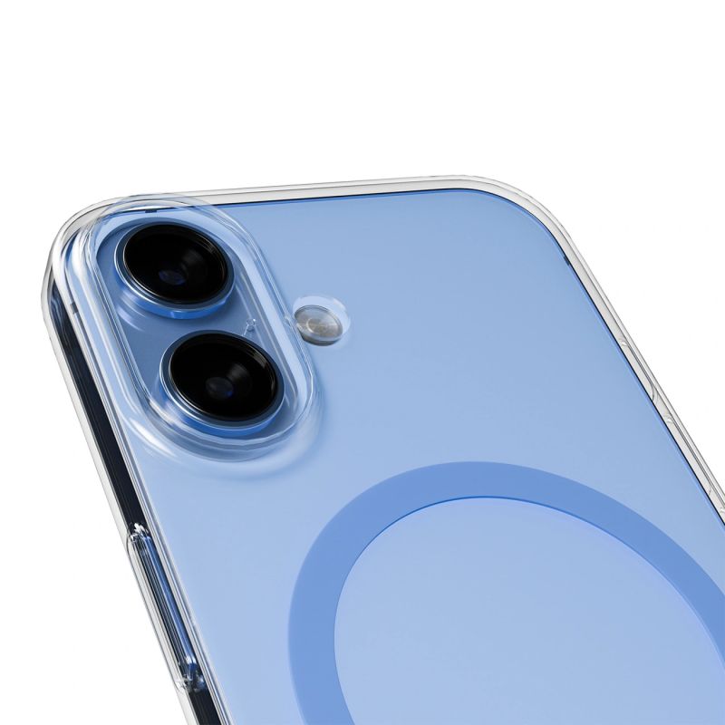 10. Puro Lite Mag TPU+PC Hülle kompatibel mit MagSafe für iPhone 17 - Transparent mit blauem Ring