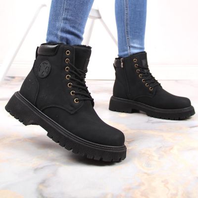 7. NEWS W EVE364A schwarze isolierte Wanderstiefel mit Reißverschluss