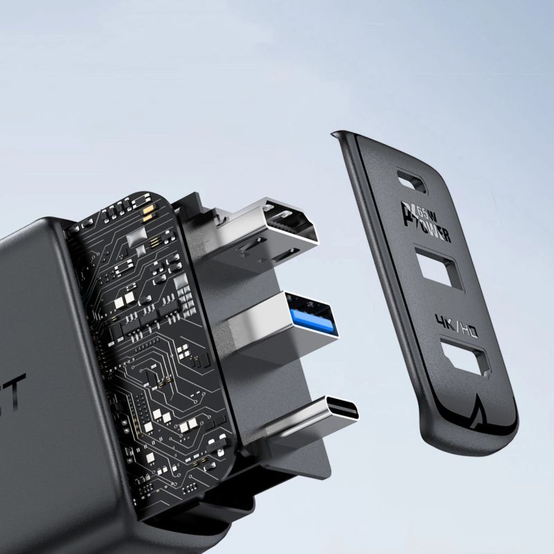 8. Acefast 2in1 Ladegerät GaN 65W USB Typ C / USB, Adapter Adapter HDMI 4K @ 60Hz (Set mit Kabel) weiß (A17 weiß)