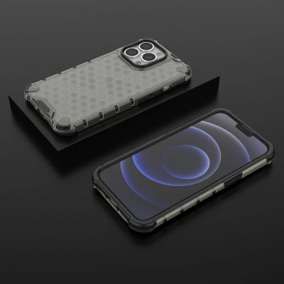 13. Honeycomb Handyhülle Schutzhülle mit TPU Rahmen für iPhone 13 Pro schwarz