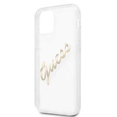 6. Guess GUHCP12MKTRSVGO iPhone 12/12 Pro 6.1" Transparente Hardcase Vintage Script Gold