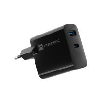 NATEC Ladegerät Ribera GAN 1x USB-A + 1x USB-C 45W Schwarz NUC-2143