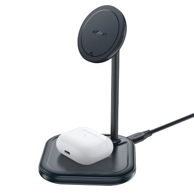 2. Acefast 15W Qi Wireless Charger für iPhone (mit MagSafe) und Apple AirPods Ständerhalter Magnethalter grau (E6 grau)