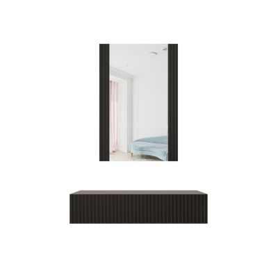 2. Schminktisch mit Spiegel PAFOS 80x41,6x100 schwarz matt