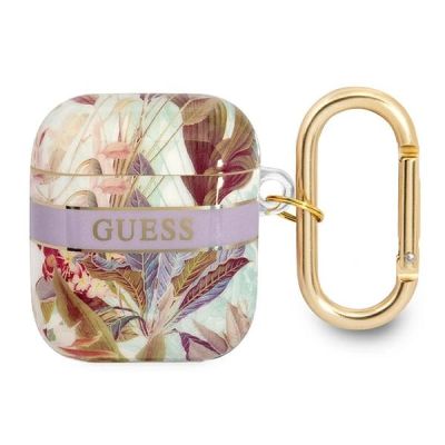 Guess GUA2HHFLU AirPods decken die lila/lila Flower Strap Collection ab
