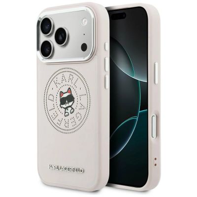 Karl Lagerfeld Point & Choupette Sketch MagSafe Hülle für iPhone 17 Pro Max – Pink