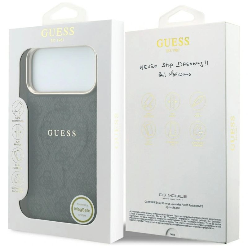 8. Guess Embossed 4G Classic MagSafe Hülle für iPhone 17 Pro Max / 18 Pro Max – Schwarz