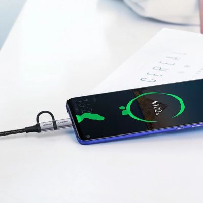 4. Ugreen Kabel 2in1 USB - Micro USB / USB Type C Kabel 1m 2.4A schwarz (30875)