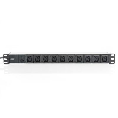 3. Digitus PDU 19" Rackmount-Steckdosenleiste, 10 x C13-Steckdosen, 2,0 m, 1 x C14-Stecker, 10 A, Überlastschutz, Aluminiumprofil