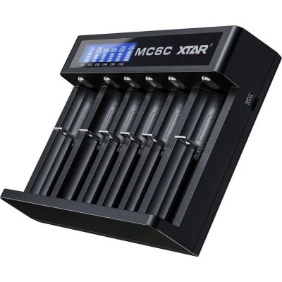 7. XTAR Ladegerät für zylindrische Lithium-Ionen-Akkus 18650 – 6 Kanäle MC6C