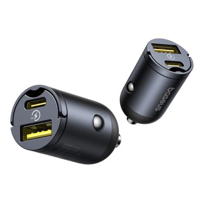 5. Baseus Tiny Star 30W USB-A/USB-C-Autoladegerät – Schwarz