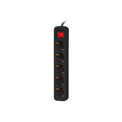 4. LANBERG Steckdosenleiste 1,5 m, 5 x 230 V SCHUKO mit Schalter, Kabel aus reinem Kupfer, schwarz