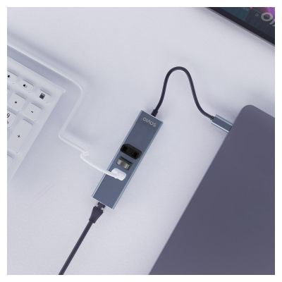 5. SAVIO AK-57 3-Port USB-C Hub mit RJ-45 Adapter