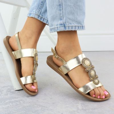 2. Flache Damensandalen mit Verzierung, Melissa Gold, Filippo DS6882