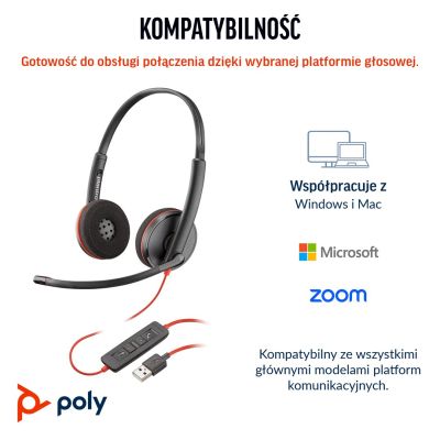 94. Poly Blackwire 3220 Stereo USB-C Headset (schwarz) + USB-C/A Adapter (Großpackung) 8X2J9A6
