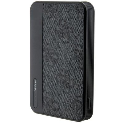 5. Guess Powerbank 15W GUPB5LP4GEGK 5000mAh schwarz/schwarz 4G Leder Metall Logo
