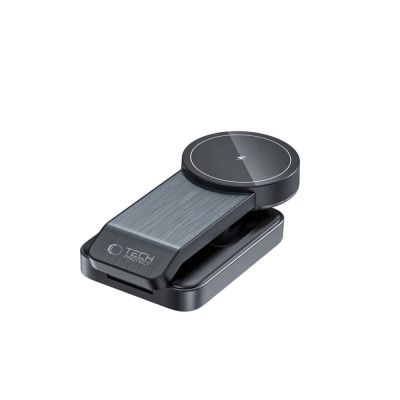 5. Tech-Protect QI15W-A28 induktives MagSafe 3in1 Ladegerät mit Ständer für Smartphone / Apple Watch / AirPods – Schwarz