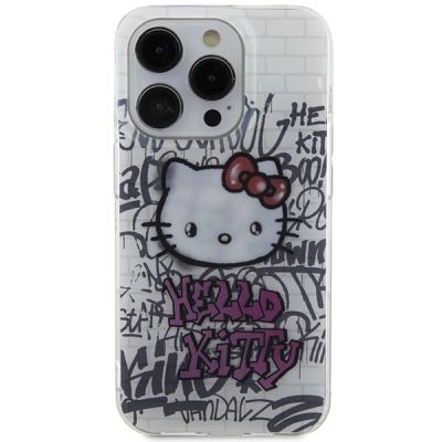 3. Hello Kitty IML Kitty On Bricks Graffiti Hülle für iPhone 15 Pro – weiß