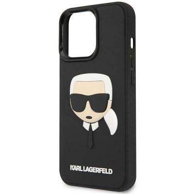 6. Karl Lagerfeld KLHCP14LKH3DBK iPhone 14 Pro 6.1" schwarz / schwarzes Hardcase 3D Rubber Karl`s Head