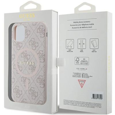 8. Guess GUHMN61G4GFRP iPhone 11 6,1" / Xr rosa/rosa Hardcase 4G Collection Leder Metall Logo MagSafe