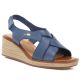 Sergio Leone SK297 Marineblaue Damen-Keilsandalen aus Leder