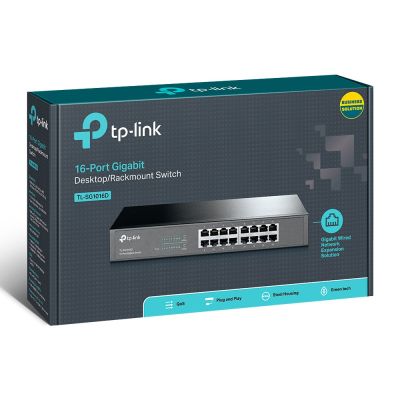 4. TP-Link TL-SG1016D(UN) Netzwerk-Switch, unmanaged L2 Gigabit Ethernet (10/100/1000), Schwarz