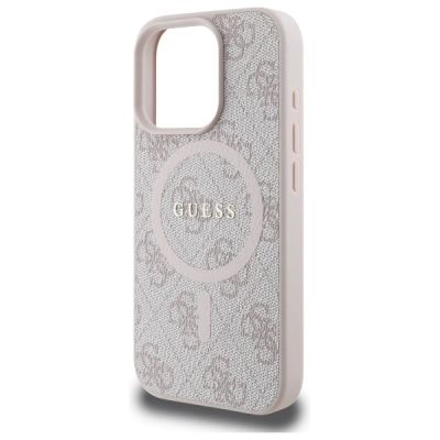 6. Guess 4G Ring Classic Logo MagSafe-Hülle für iPhone 16 Pro Max – Rosa