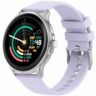 2. GRAVITY GT12-6 Damen-Smartwatch, lila Silikonarmband + silbernes Armband
