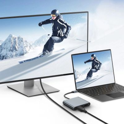 5. Tech-Protect HB08 4in1 USB-C + USB2.0 + 2 x HDMI 4K 60HZ Adapter - grau