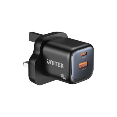 5. UNITEK 2X GAN Wandladegerät USB-C & USB-A 20W Schwarz