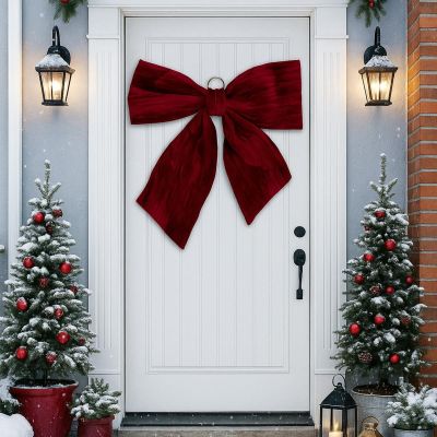 6. Dekorative burgunderrote Schleife 67x72x9cm Glimmer