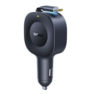 3. Baseus PrimeTrip VR2 30W Kfz-Ladegerät mit einziehbarem USB-C-Kabel – Schwarz