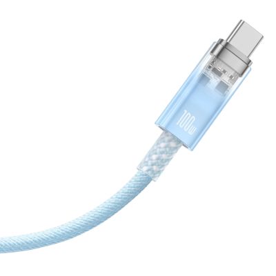 3. Baseus Explorer 100W USB-C - USB-C-Kabel mit intelligentem Temperatursensor 1m - Blau