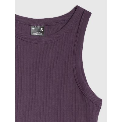7. Schmal geschnittenes, geripptes Damen-Stricktop 4F 4FRAW25TSLEF310-50S