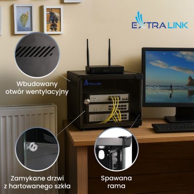 17. Extralink LITE 6U 10 280X310 Wand-Rackschrank Schwarz Freistehend/Wand-/Bodenrack Schwarz