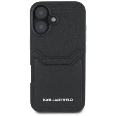 3. Karl Lagerfeld HC Grained PU Cardslot Metal Elong iPhone 16 Hülle - Schwarz