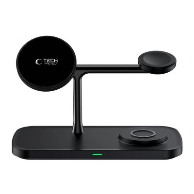 4. Tech-Protect QI15W-A45 3-in-1-Wireless-Ladegerät mit MagSafe für Apple -Geräte – Schwarz