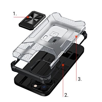 6. Crystal Ring Case robuste Kickstand TPU/PC Panzer Handyhülle Hard Case für iPhone 12 Pro Max schwarz