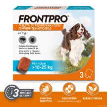 FRONTPRO Floh- und Zeckentabletten für Hunde (über 10–25 kg) – 3 x 68 mg