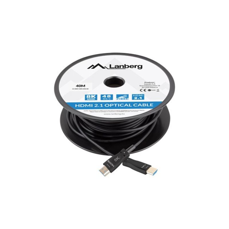 8. LANBERG HDMI-KABEL M/M V2.1 40M 8K OPTISCH AOC CA-HDMI-30FB-0400-BK