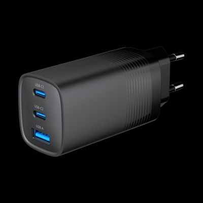 2. GEMBIRD Schnellladegerät mit USB-C-Anschluss, 3x USB, 65 W, Schwarz