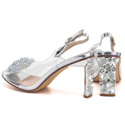 5. Transparente Sandalen mit silbernem Absatz D&A MR62-9077