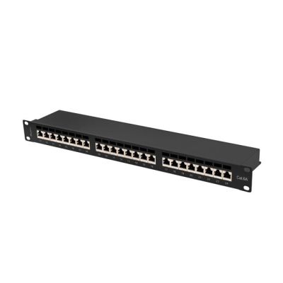 15. LANBERG Patchpanel, 24 Ports, 1 HE, 19" CAT.6A FTP, Schwarz, PPSA-1024-B