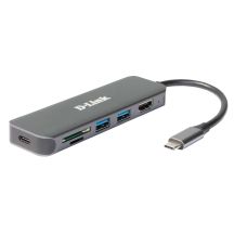 D-Link DUB-2327 Kabelgebundene USB-Typ-C-Dockingstation Grau