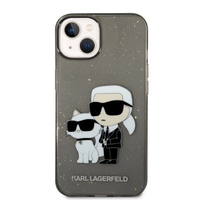 3. Karl Lagerfeld Glitzer Karl&Choupette Hülle für iPhone 14 Plus – Schwarz